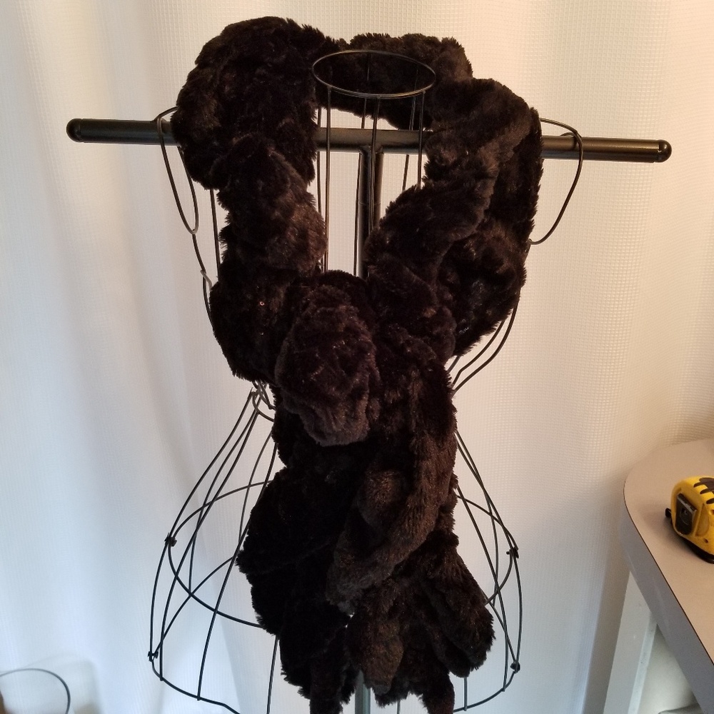 Faux fur embellished scarf